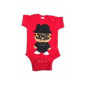 Rad Rapper - Tall Hat - Red Hip Hop Baby Onesie
